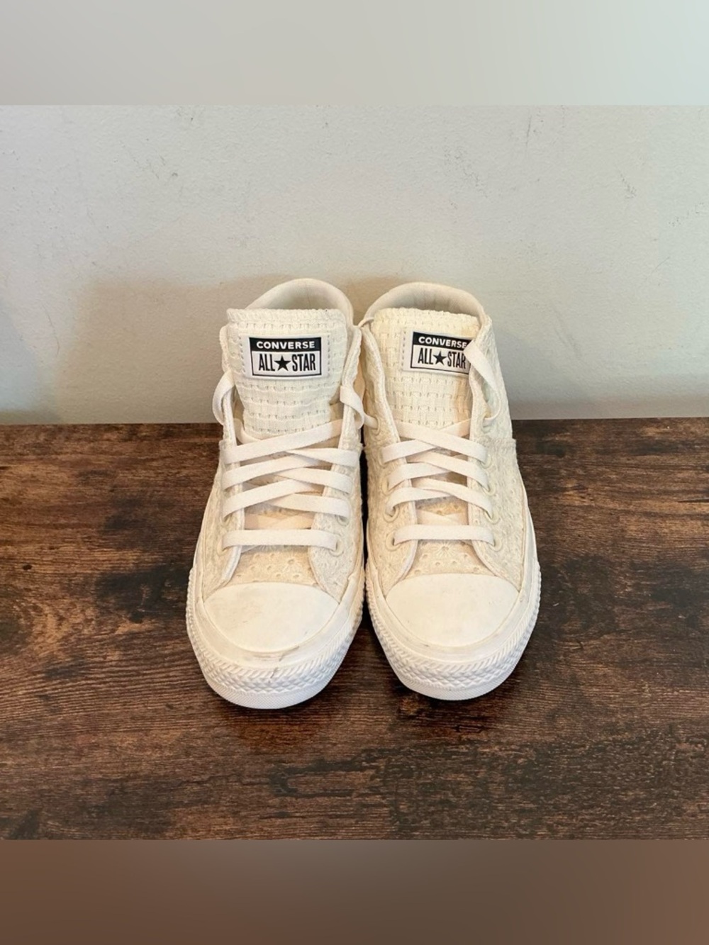 Converse CTAS Madison Mid Crochet Knit Lace Egret/Vintage White Women - Picture 6 of 8